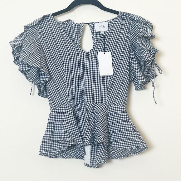 J.O.A. Black and White Gingham Blouse - Picture 2 of 11